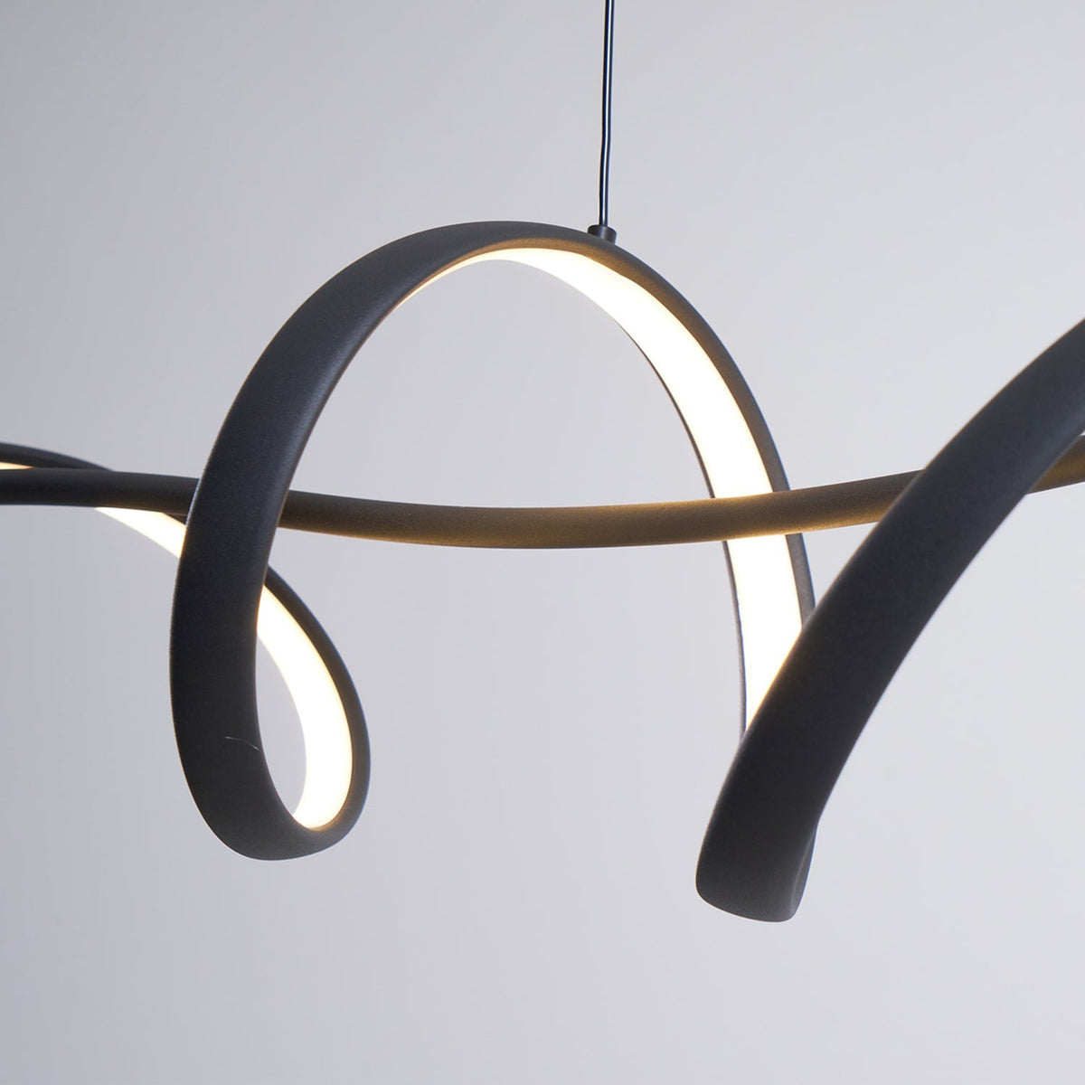Calelina Modern Black LED Wave Pendant Light