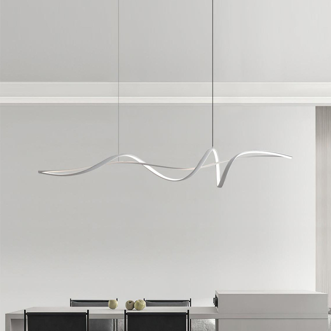 Calelina Modern Black LED Wave Pendant Light