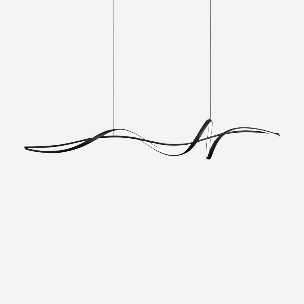 Calelina Modern Black LED Wave Pendant Light
