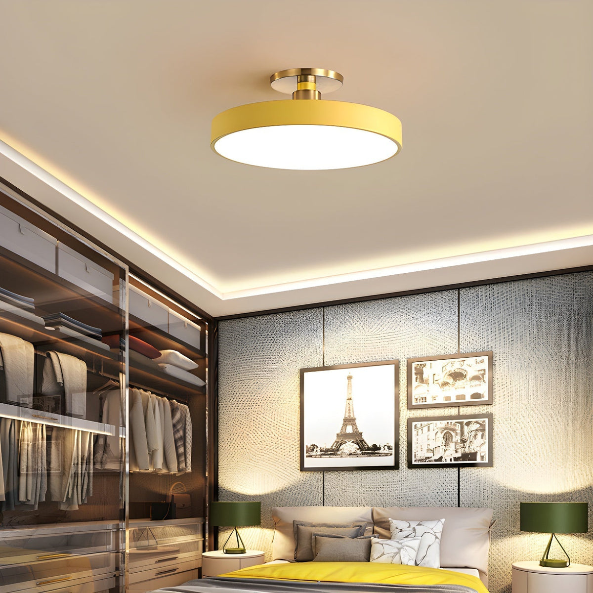 Aureiella Ceiling Lamp Flush Mount Black and Gold Modern