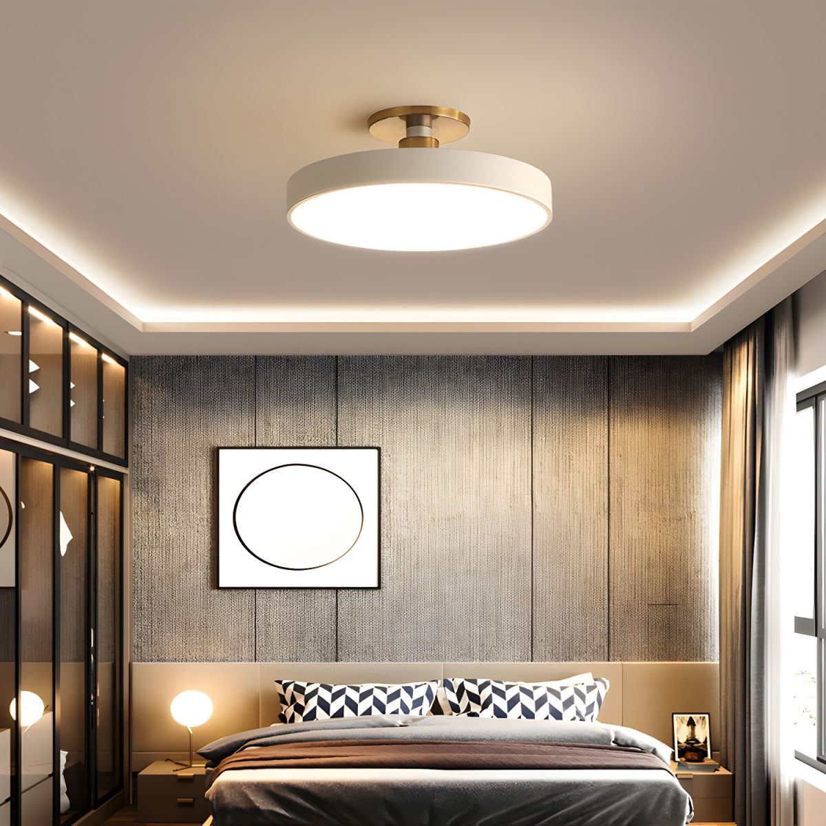 Aureiella Ceiling Lamp Flush Mount Black and Gold Modern