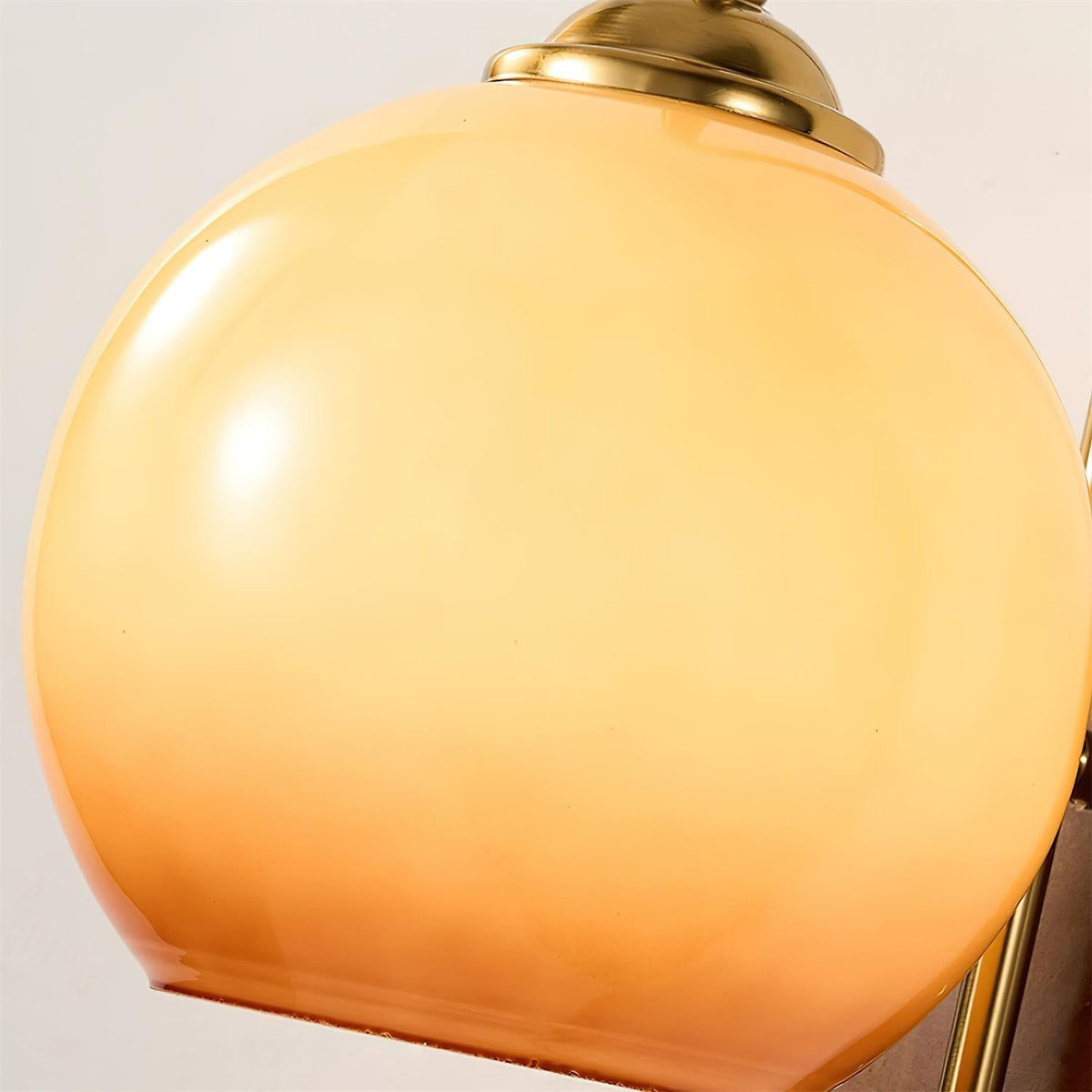 Wall Lamp Metal and Glass Smooth Globe with Wooden Backplate