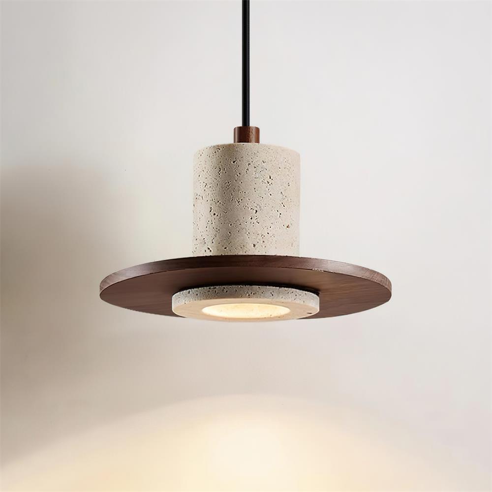 Seralielle Travertine Pendant Light Top-hat Shape