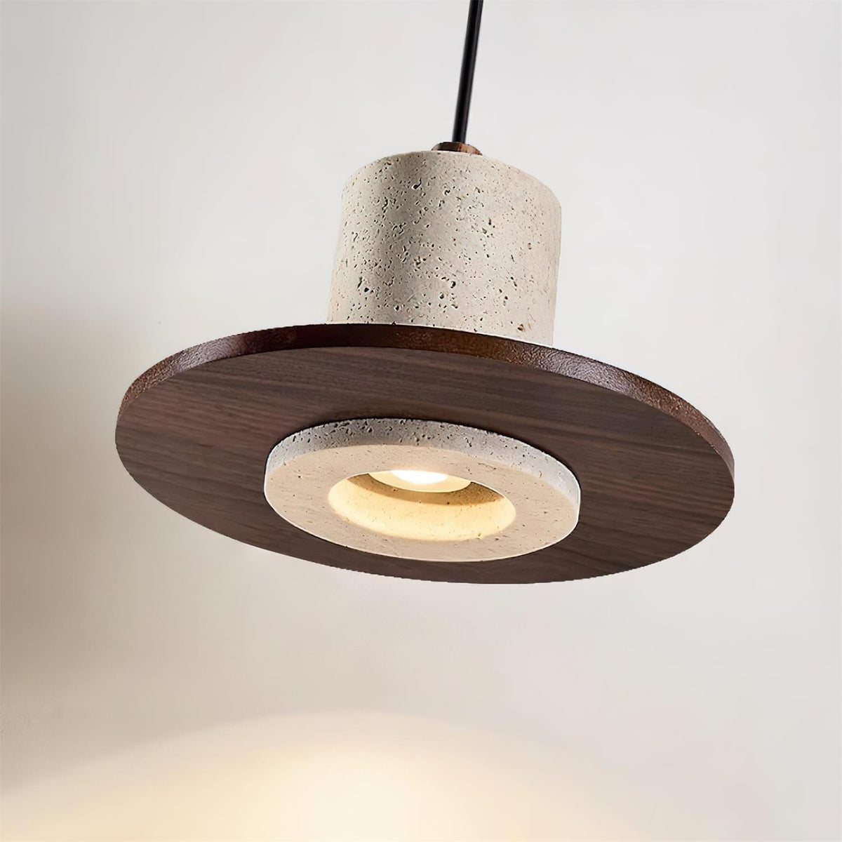 Seralielle Travertine Pendant Light Top-hat Shape