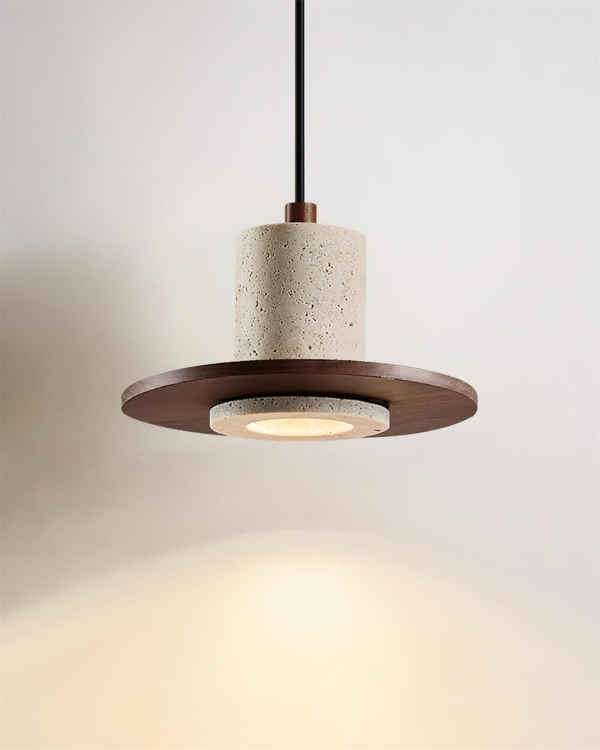 Seralielle Travertine Pendant Light Top-hat Shape