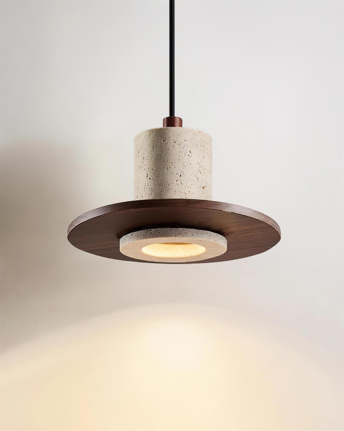 Seralielle Travertine Pendant Light Top-hat Shape