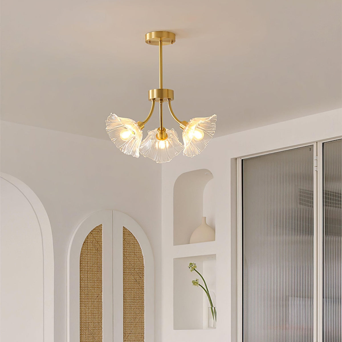 Fife Chandelier Flower Glass with Brass Finish