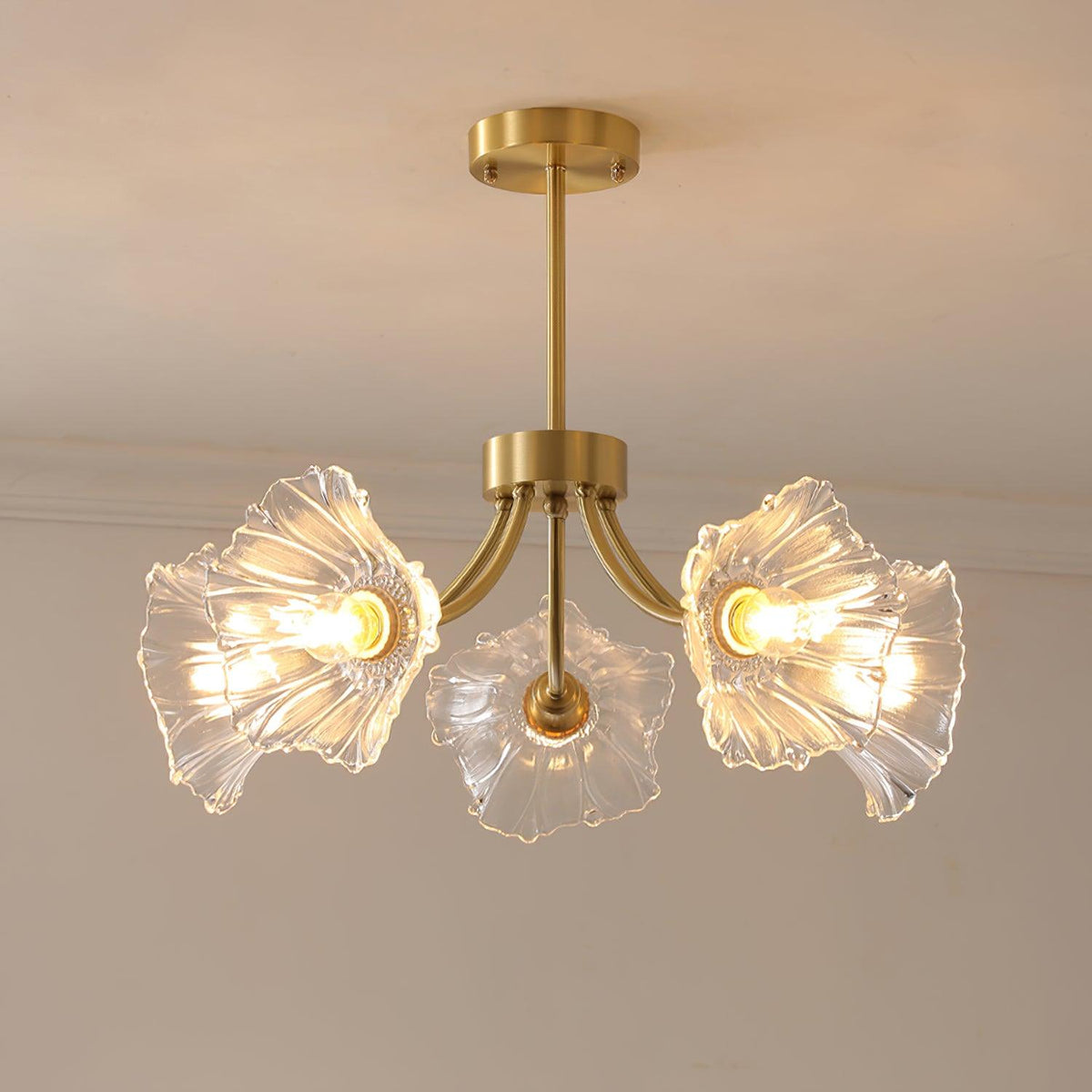 Fife Chandelier Flower Glass with Brass Finish