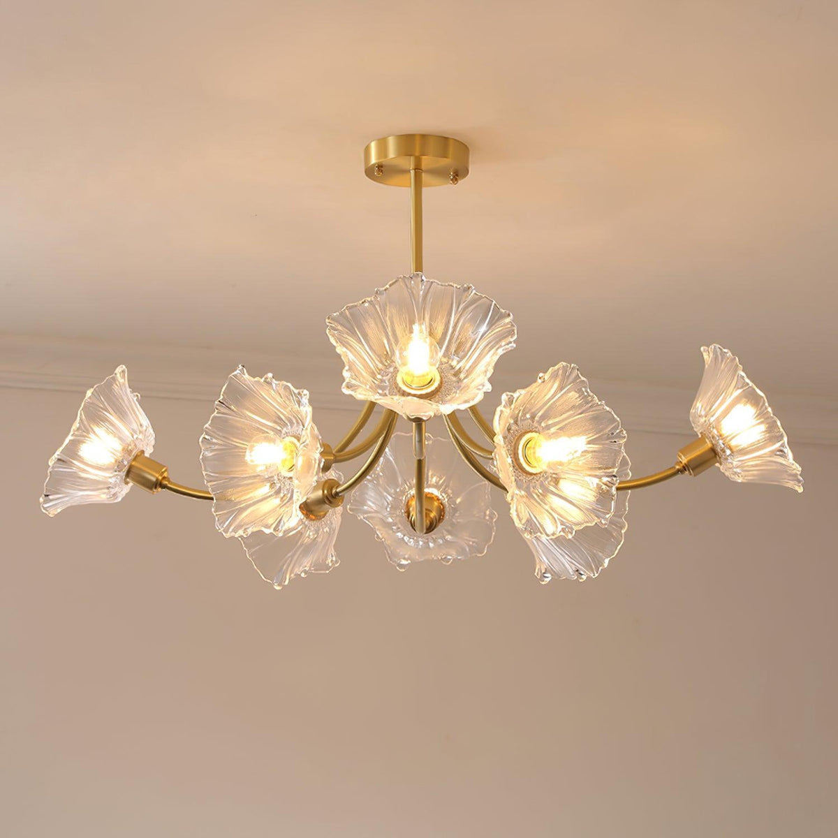 Fife Chandelier Flower Glass with Brass Finish