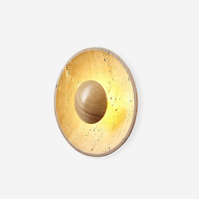 Norvian Wall Lamp Round Travertine Minimalist