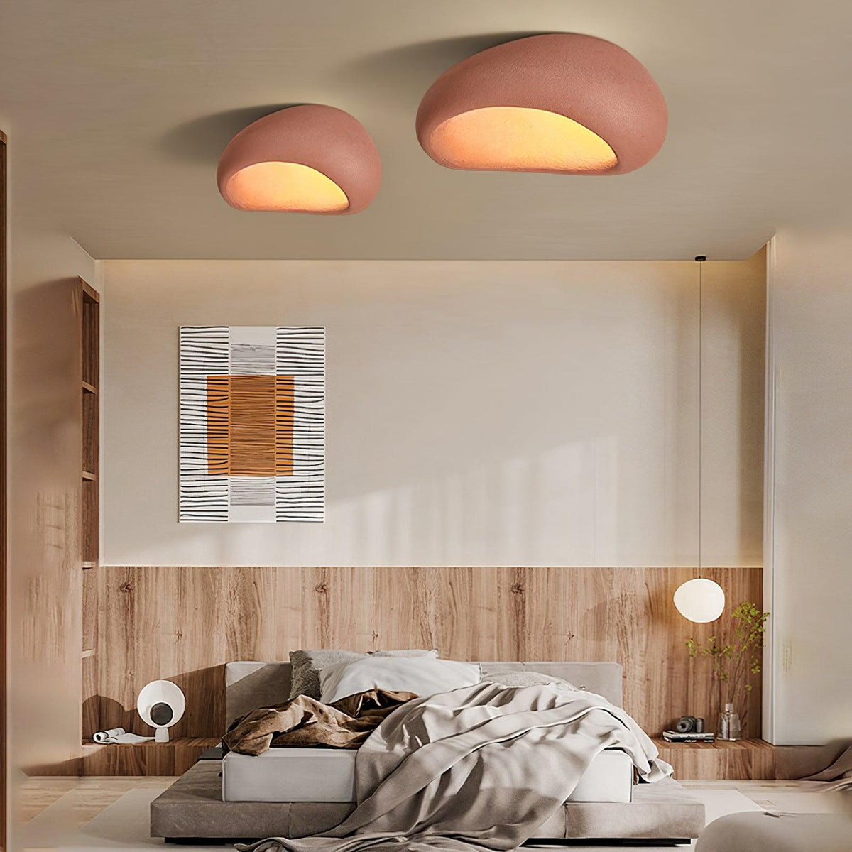 Rivenira Ceiling Lamp with Japanese Wabi-Sabi Moon