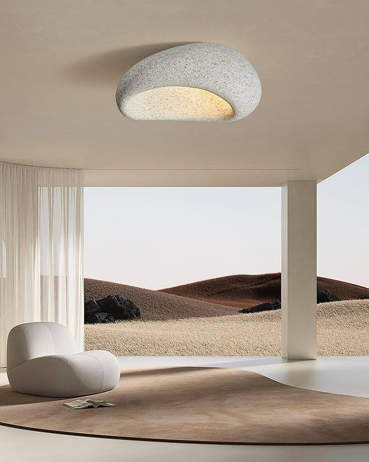 Rivenira Ceiling Lamp with Japanese Wabi-Sabi Moon