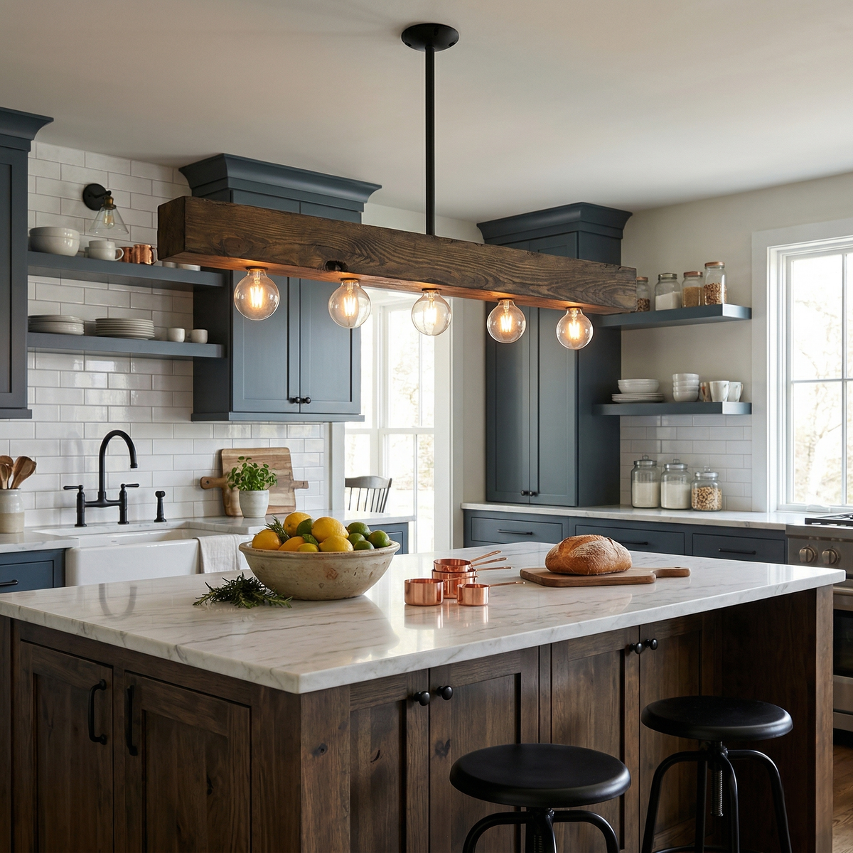 Siraen Wood-beam Island Chandelier