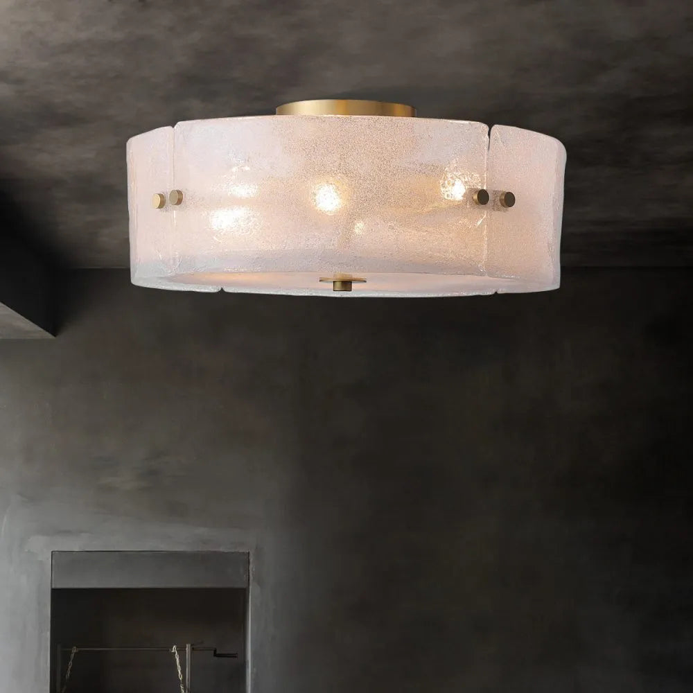 Velenella Textured Glass Flush Mount