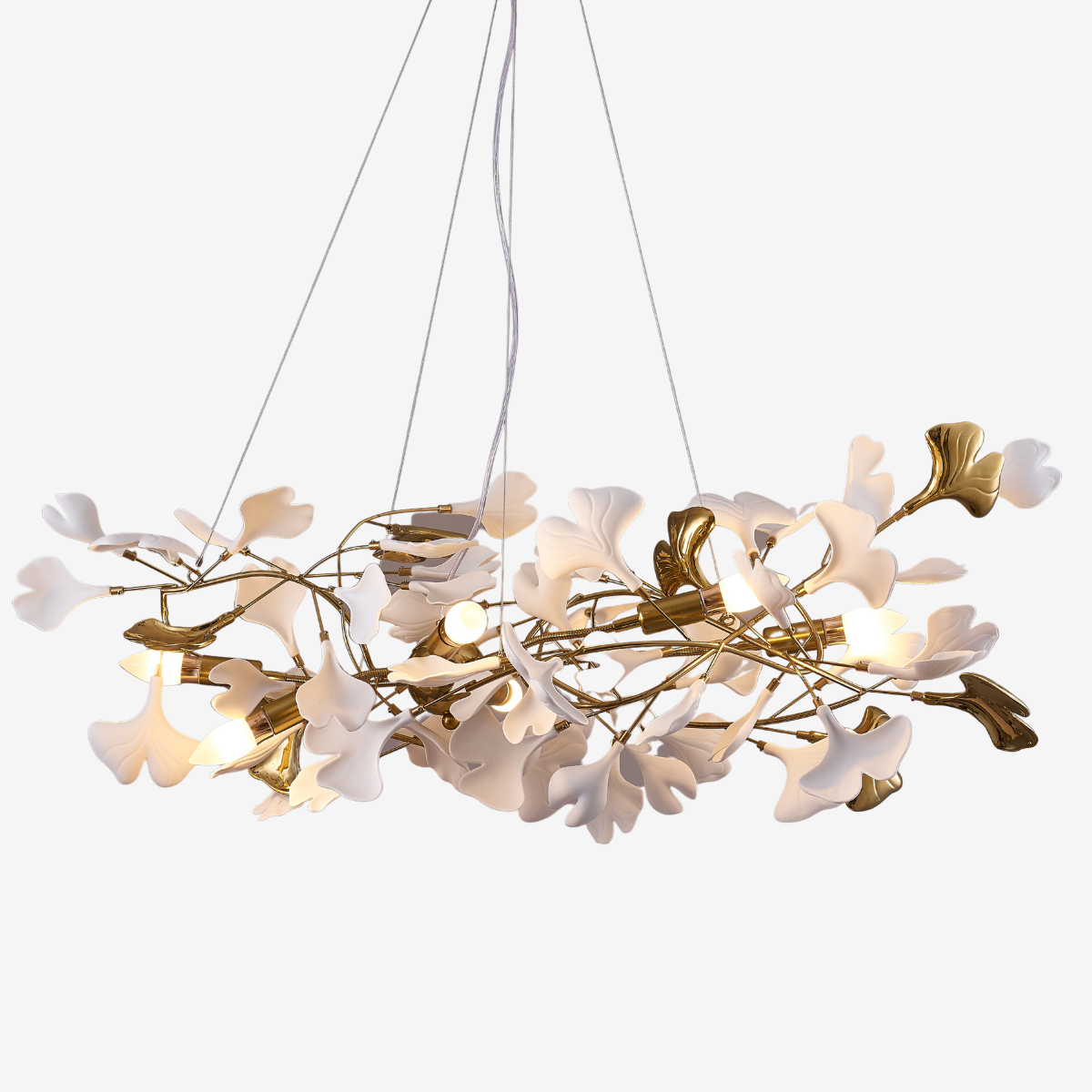 Navirin Luxury Ceramic Chandelier Large Foyer, Gingko leaf, Living Room