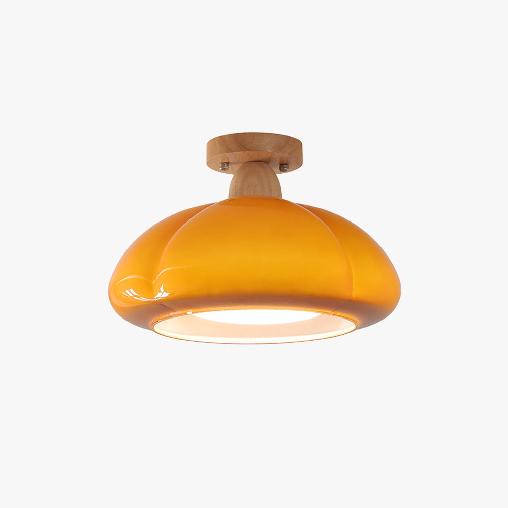Bivikun Modern LED Flush Mount Ceiling Light Glass Wood Living Room