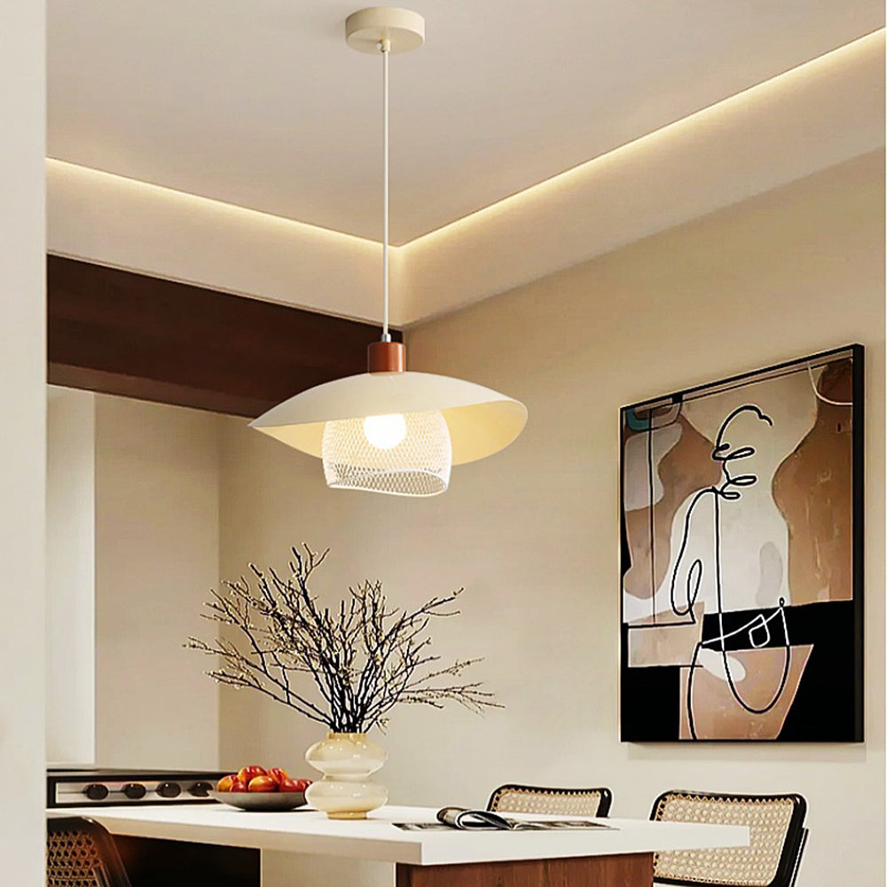 Fobasus Modern LED Pendant Light Beige/Green/Wood Dining Room