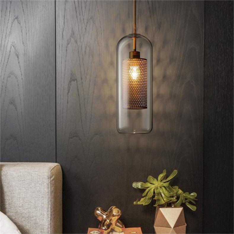 Nerel Contemporary Golden Pendant Light, Glass, Globe/Cylindric-Neutral Decor