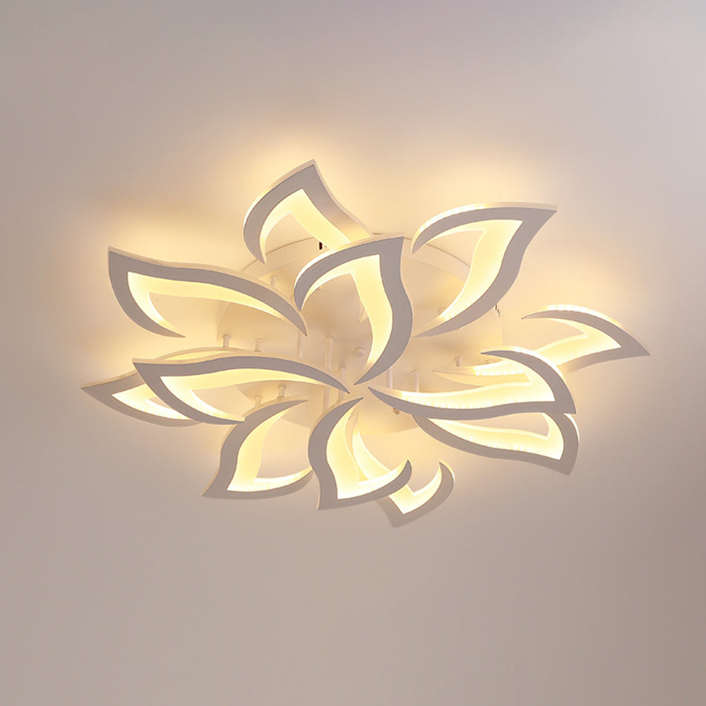Cakatel Elegant Flower Flush Mount Ceiling Light, White/Black