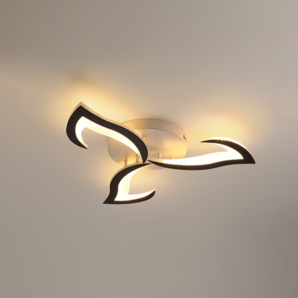 Cakatel Elegant Flower Flush Mount Ceiling Light, White/Black