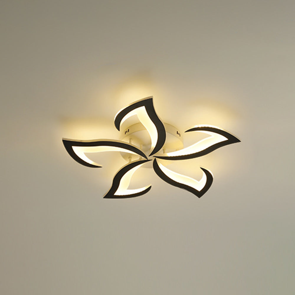 Cakatel Elegant Flower Flush Mount Ceiling Light, White/Black
