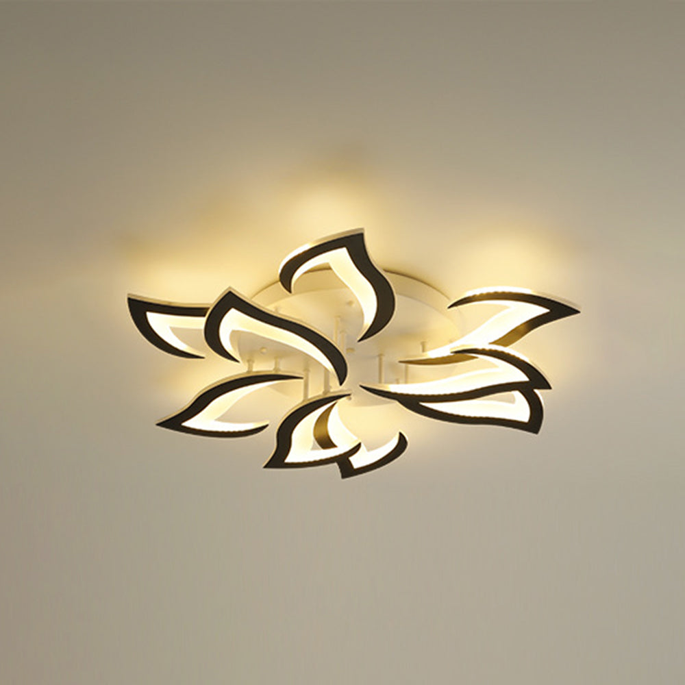Cakatel Elegant Flower Flush Mount Ceiling Light, White/Black