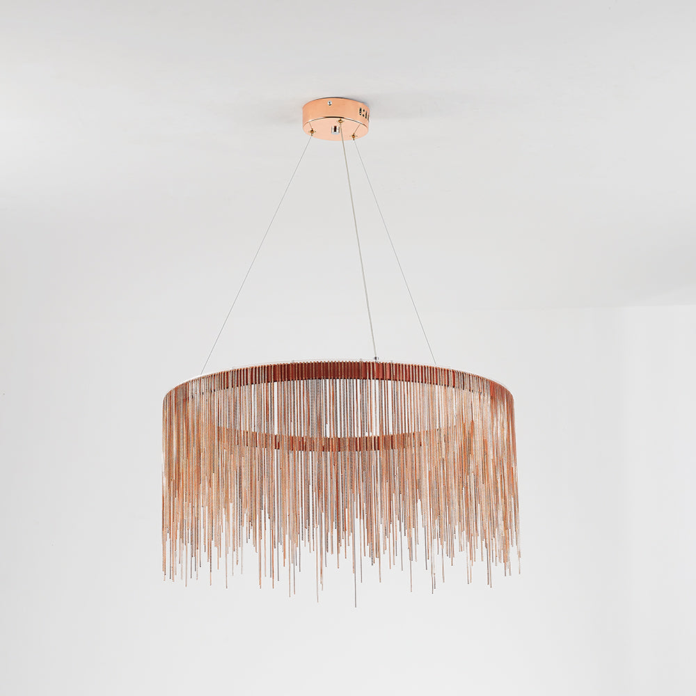 Potenor Tassel Chain Art Deco Pendant Light Silver/Gold Living Room/Hall
