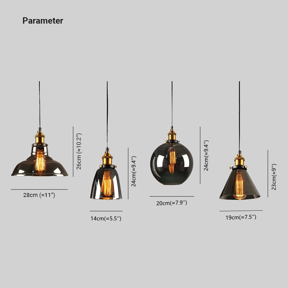 Teni Industrial Glass Pendant Light Clear/Amber/Smoke Grey-Neutral Decor