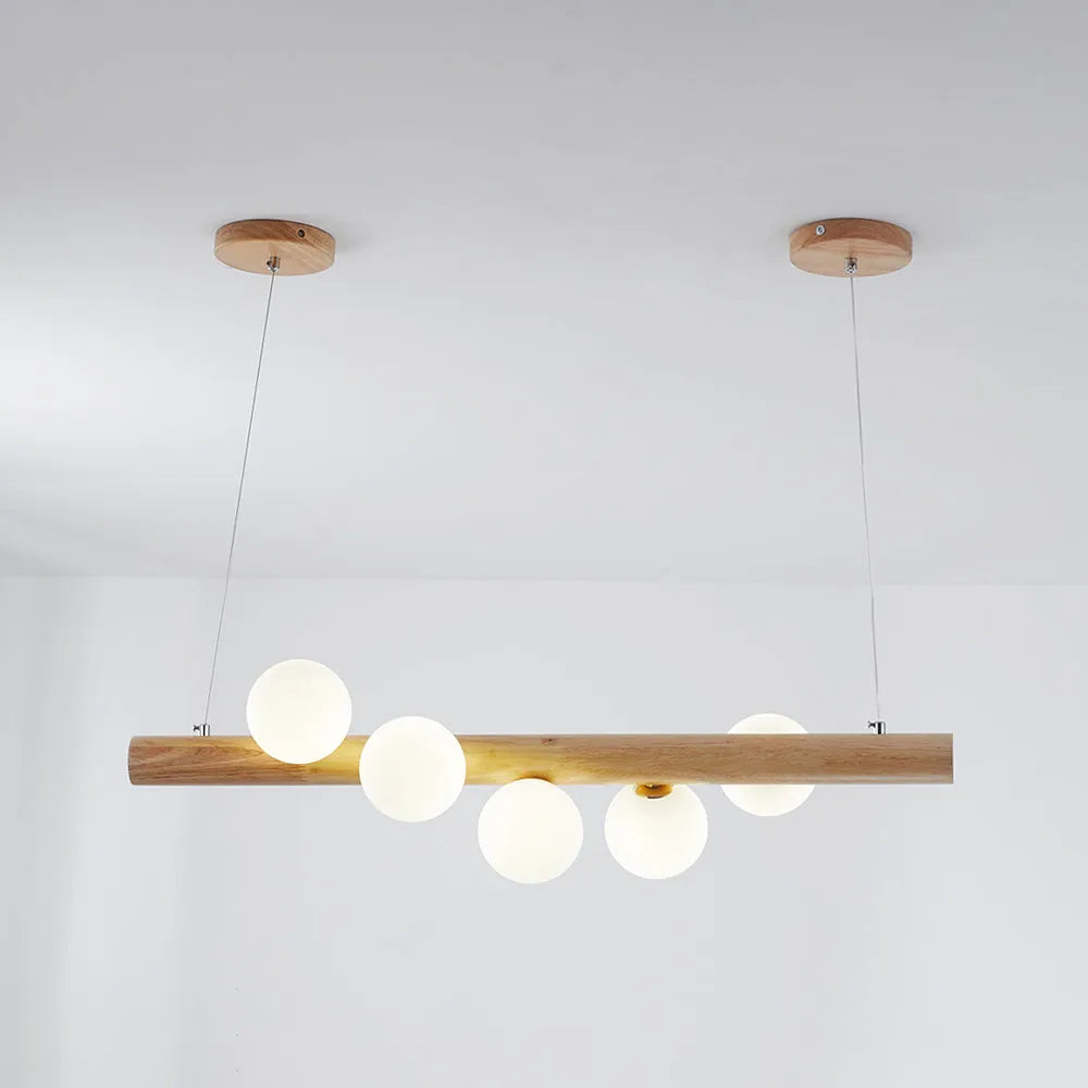 Taribid Glass Bubble Pendant Light Wood/Walnut