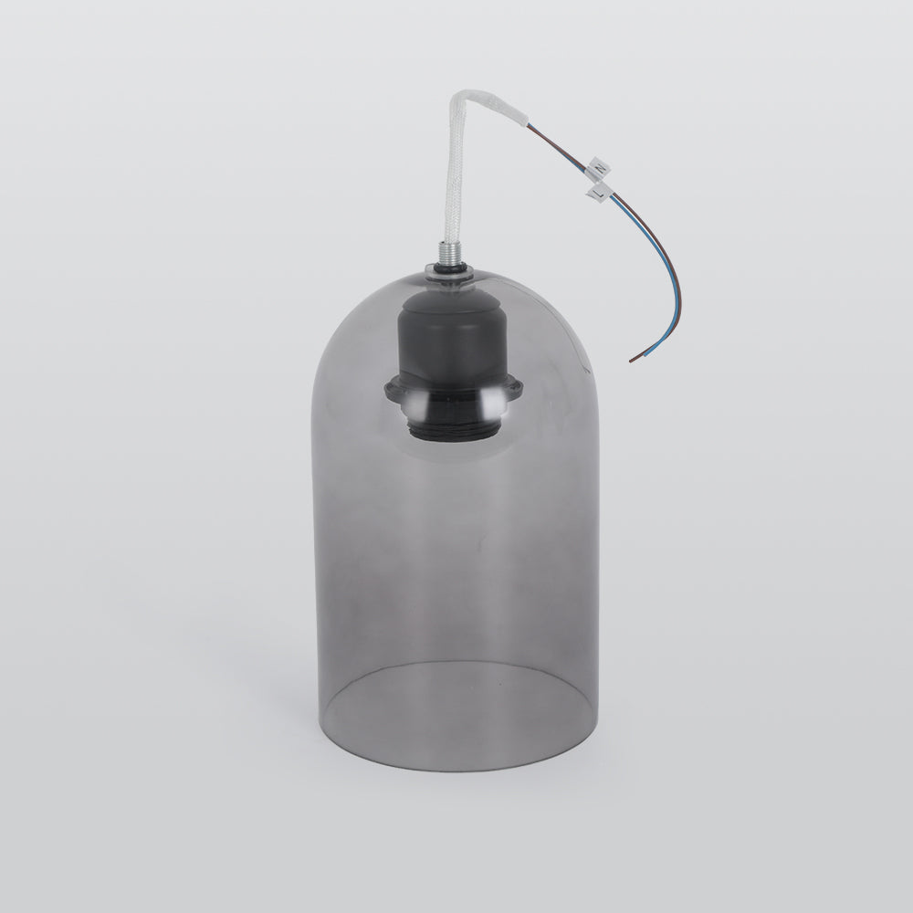 Kuturar Modern Cylinder Semi-Flush Mount Clear Glass Ceiling Light, Cognac/Grey