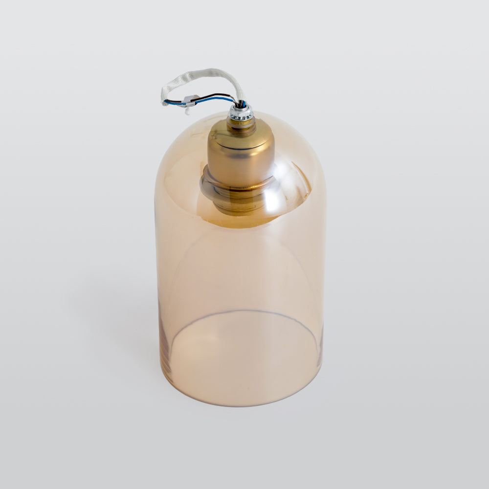 Kuturar Modern Cylinder Semi-Flush Mount Clear Glass Ceiling Light, Cognac/Grey