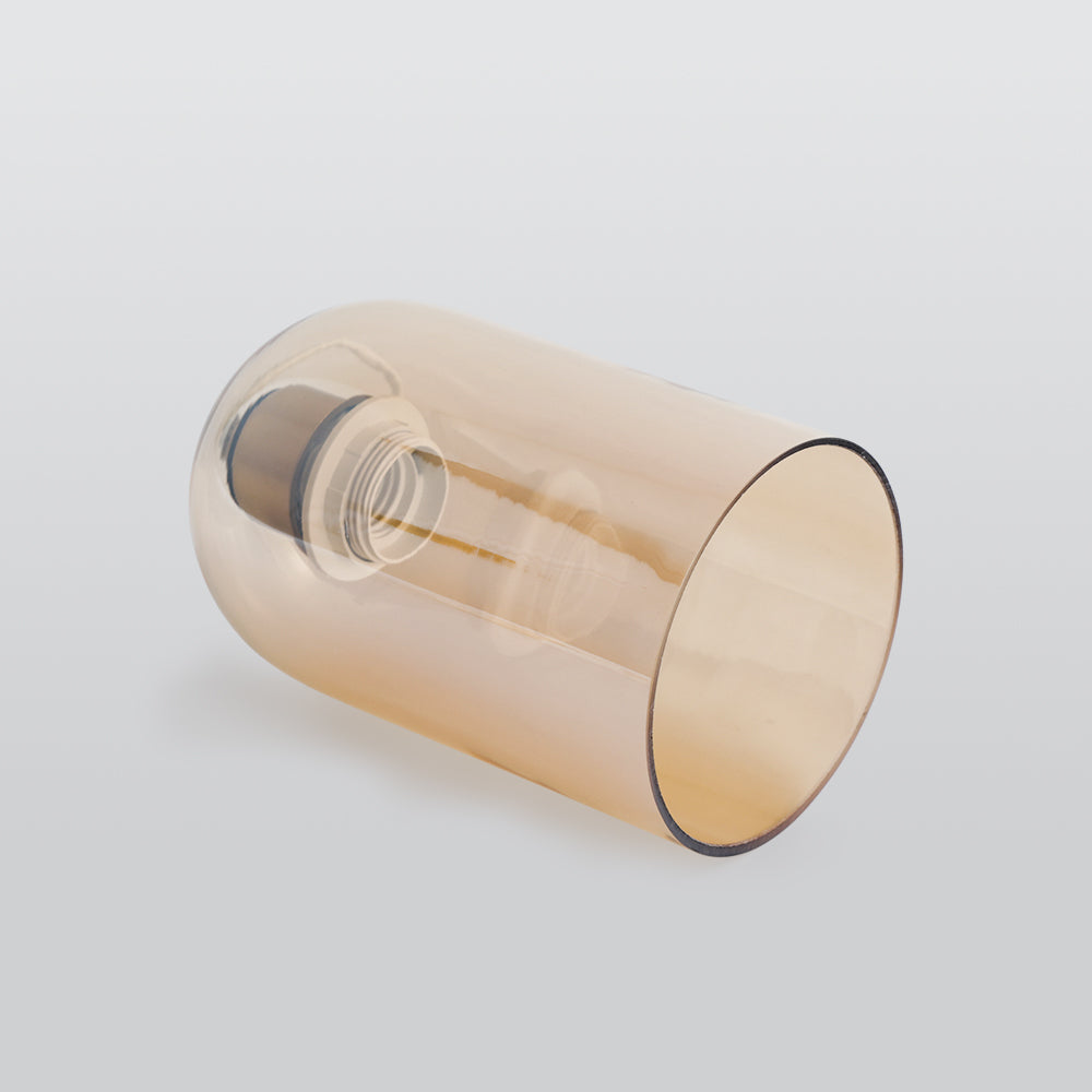 Kuturar Modern Cylinder Semi-Flush Mount Clear Glass Ceiling Light, Cognac/Grey