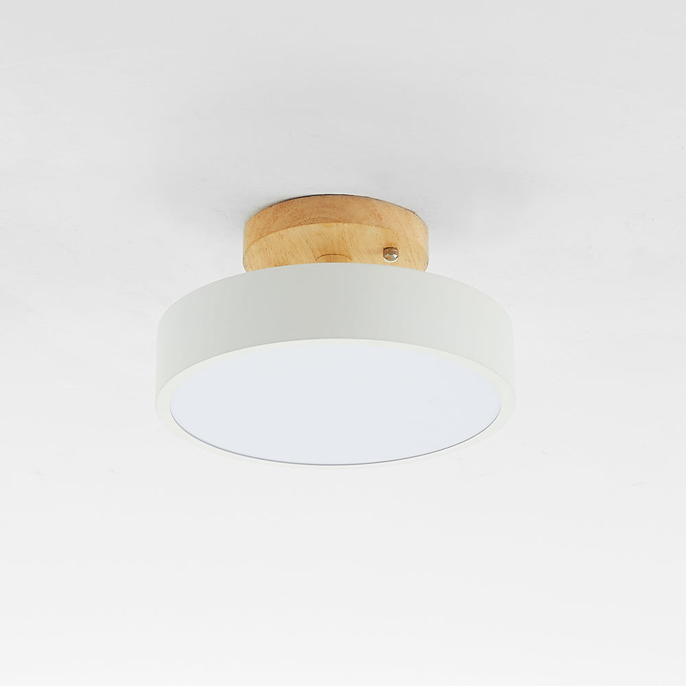 Zera Round LED Flush Mount Ceiling Light Modern Wood Colorful-Neutral Decor