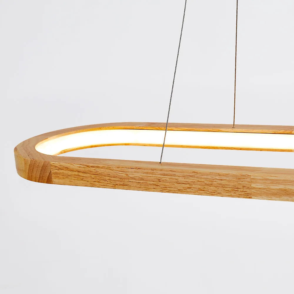 Lyraen Contemporary Oval Wooden Pendant Light-Neutral Decor