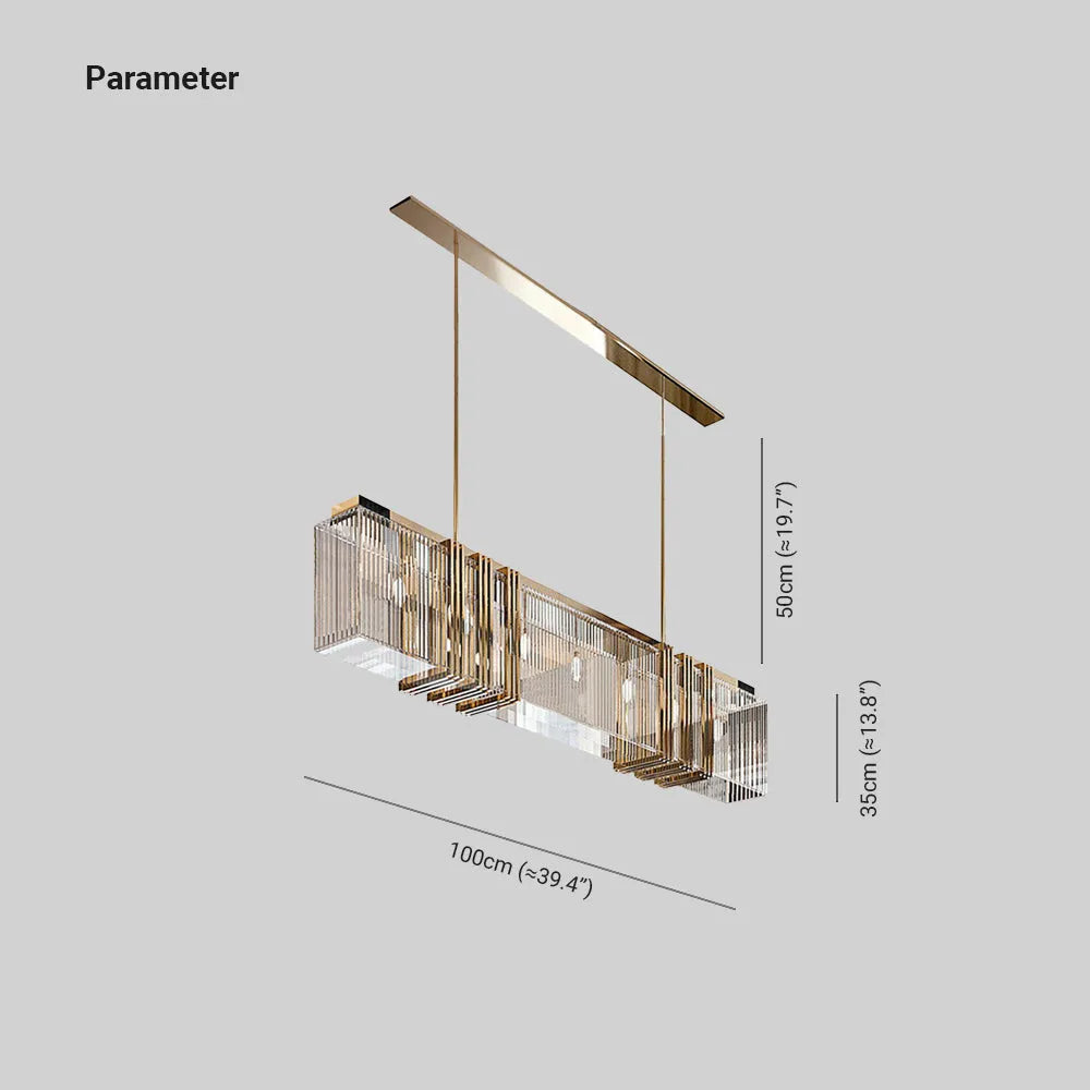 Higolus Metal Chandelier Pendant Light, Luxury Rectangular, Gold