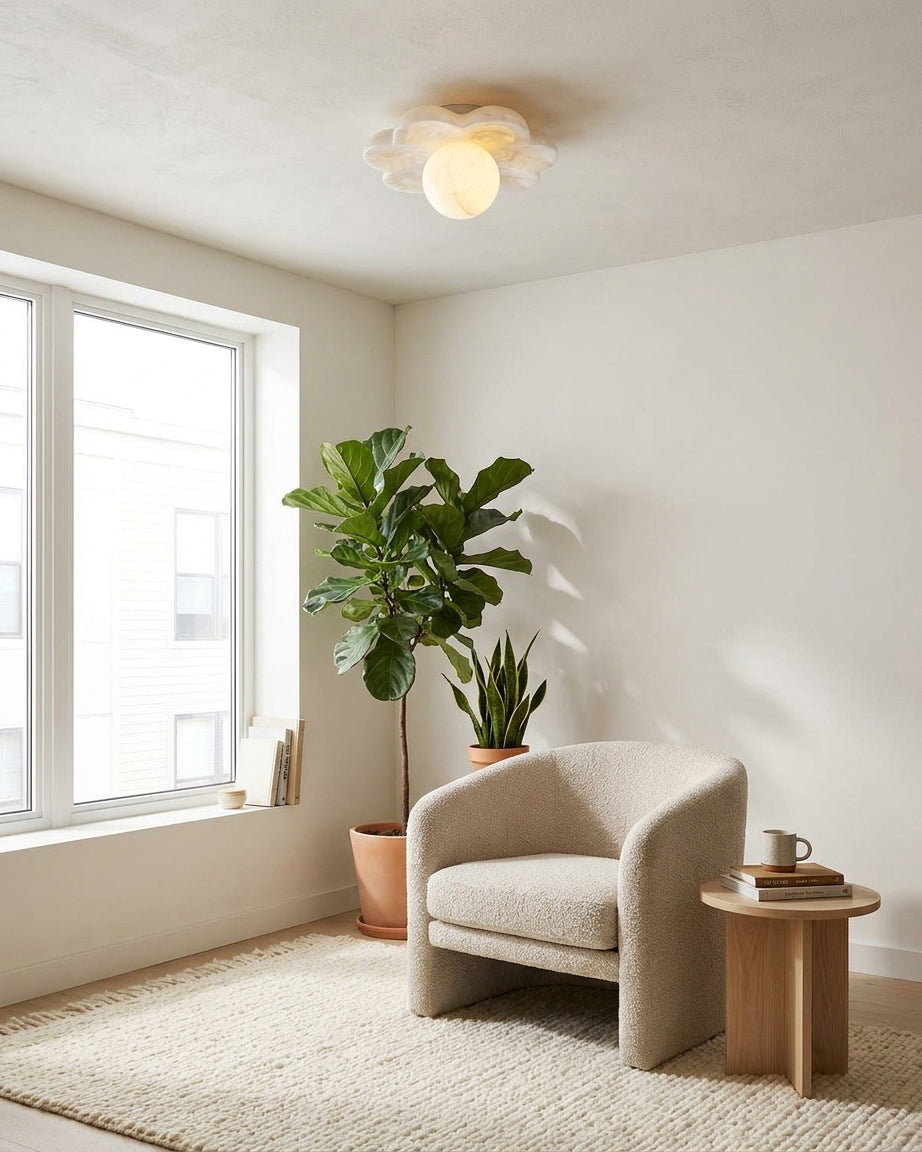 Nivereon La Fleur Alabaster Flush Mount
