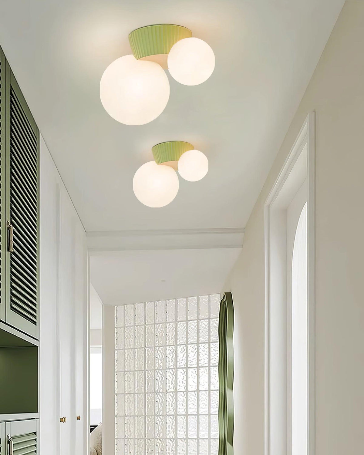 Tovae Ceiling Light Playful Asymmetry with Dual Frosted Glass Globes
