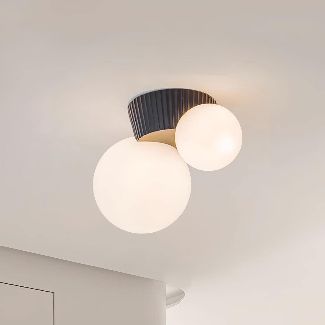 Tovae Ceiling Light Playful Asymmetry with Dual Frosted Glass Globes