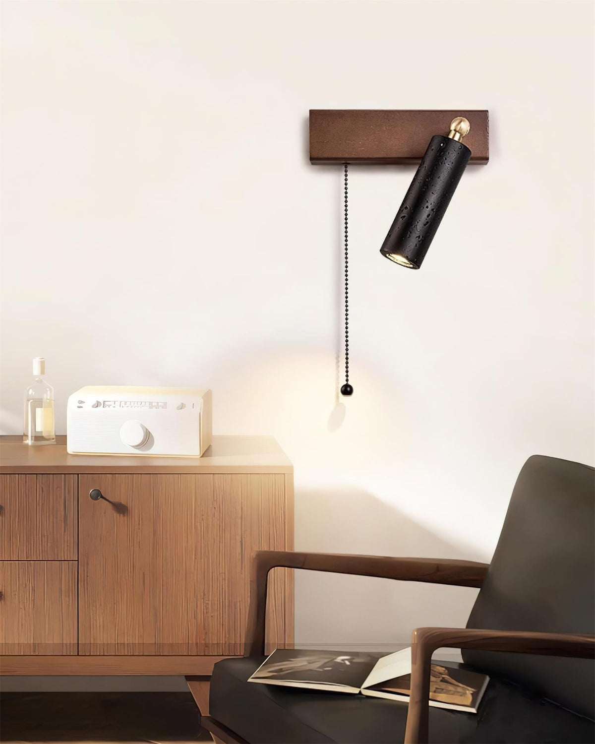 Dravyn Wall Lamp Black Travertine Spotlight