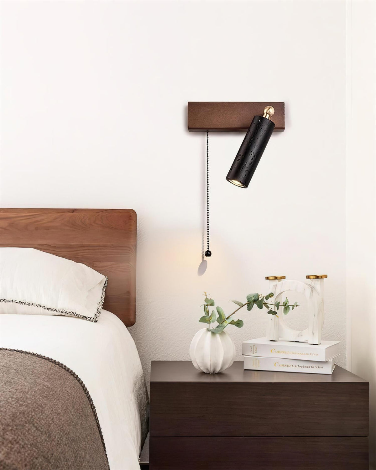 Dravyn Wall Lamp Black Travertine Spotlight