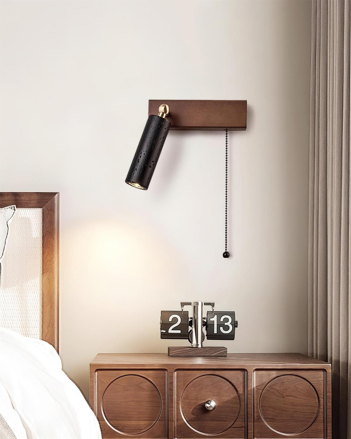 Dravyn Wall Lamp Black Travertine Spotlight