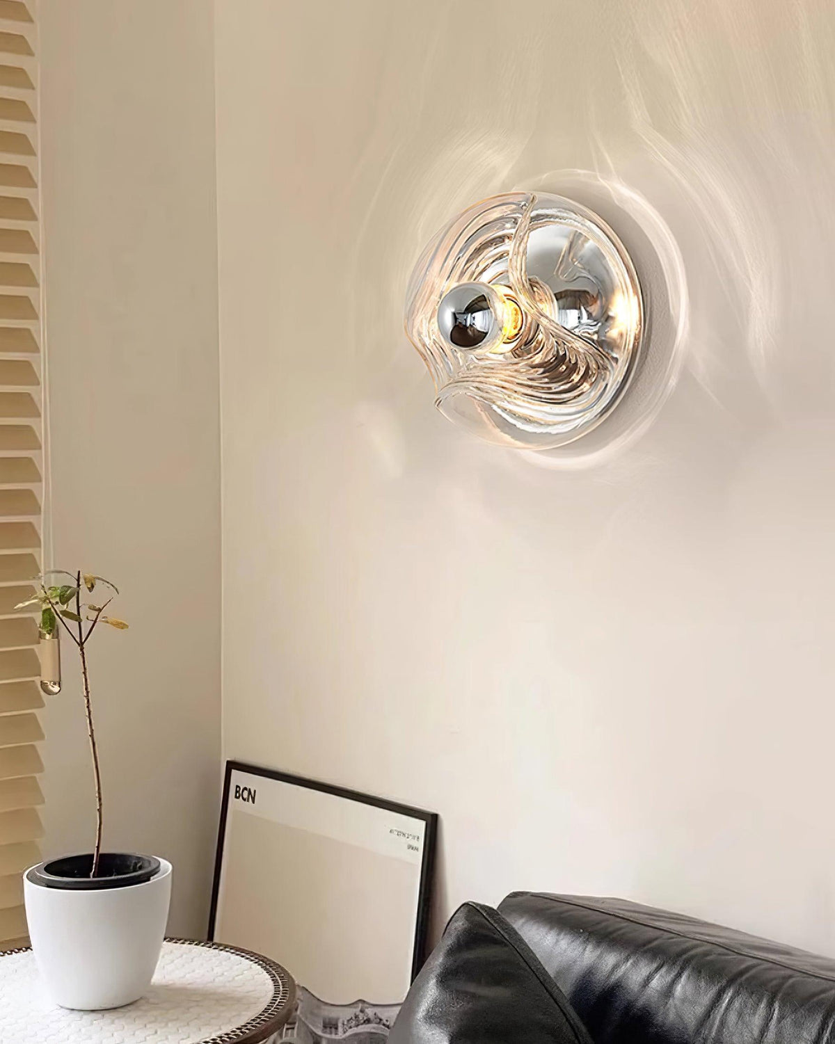 Wall Lamp Swirl Texture Clear Amber Smoke Gray Modern Accent