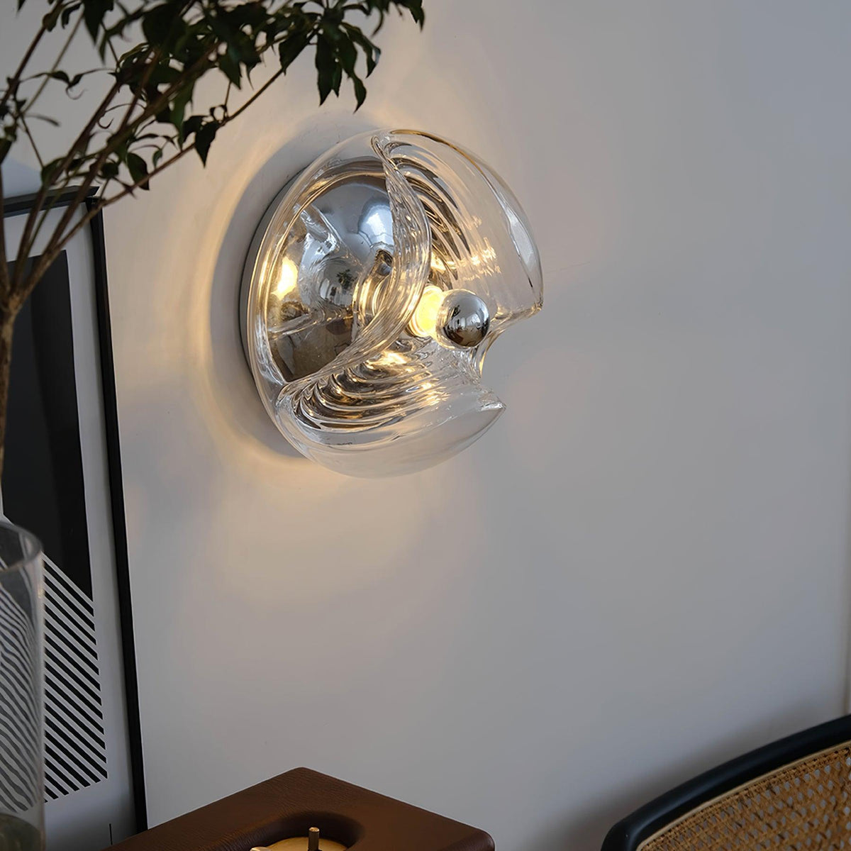 Wall Lamp Swirl Texture Clear Amber Smoke Gray Modern Accent