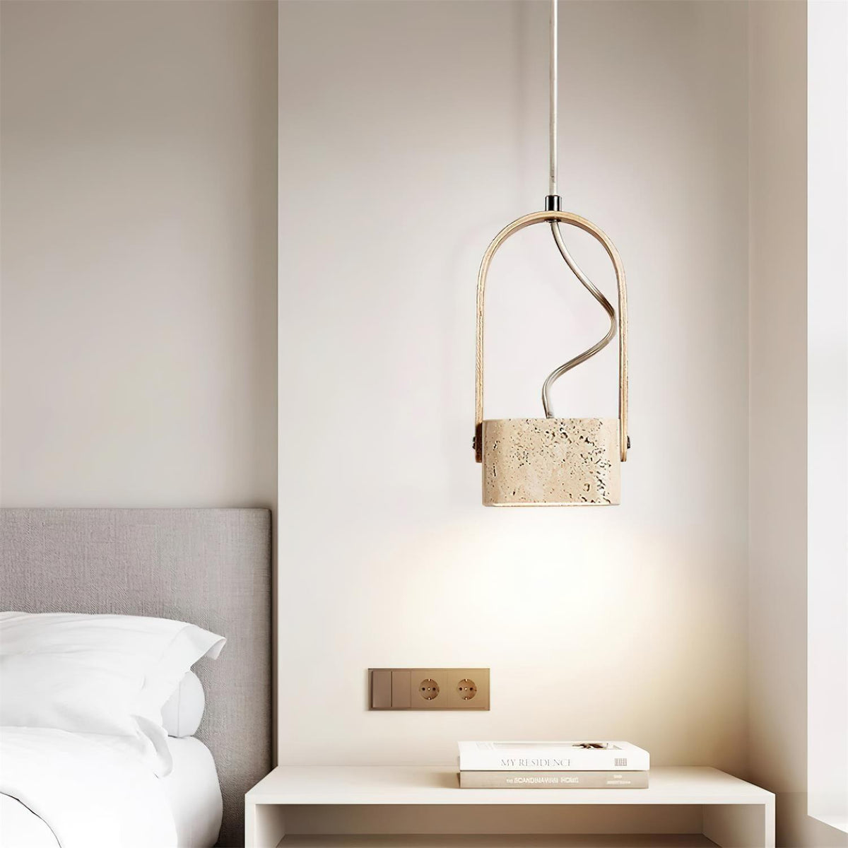 Cesta Pendant Light Square Yellow Travertine
