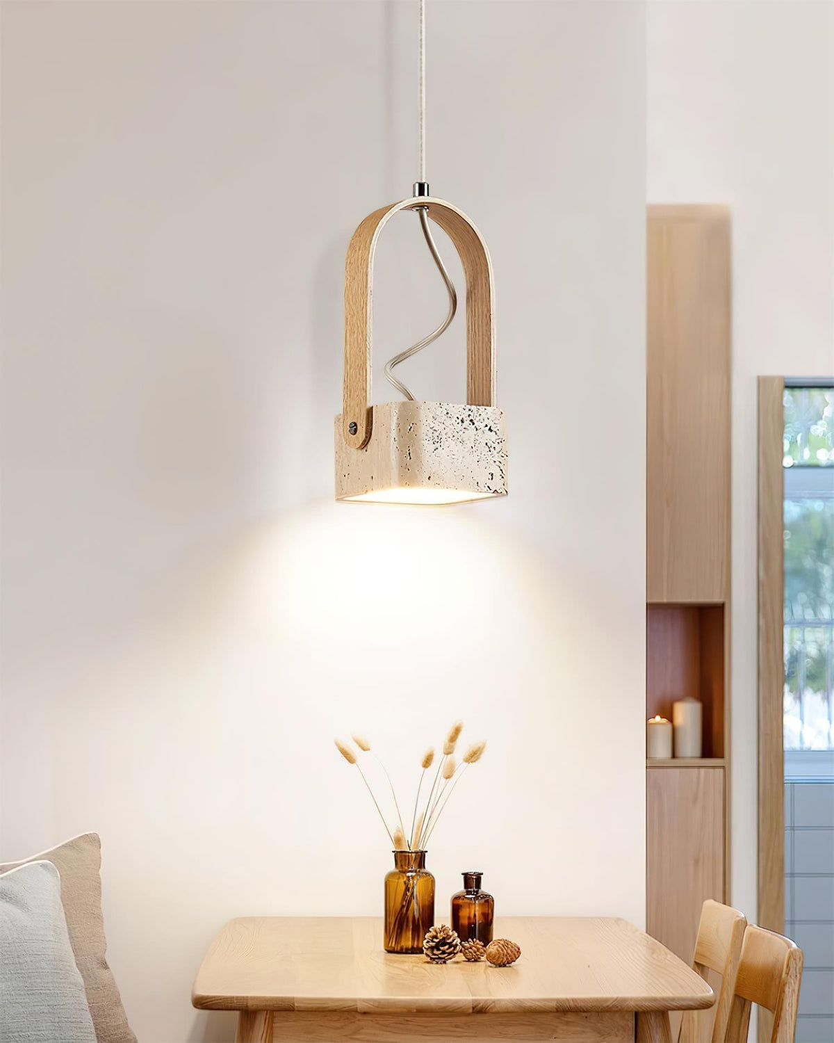 Cesta Pendant Light Square Yellow Travertine