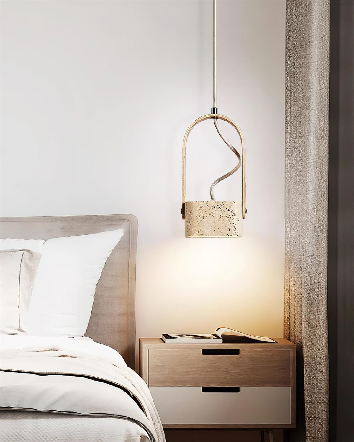 Cesta Pendant Light Square Yellow Travertine
