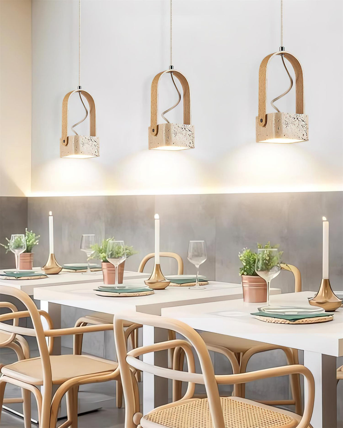 Cesta Pendant Light Square Yellow Travertine