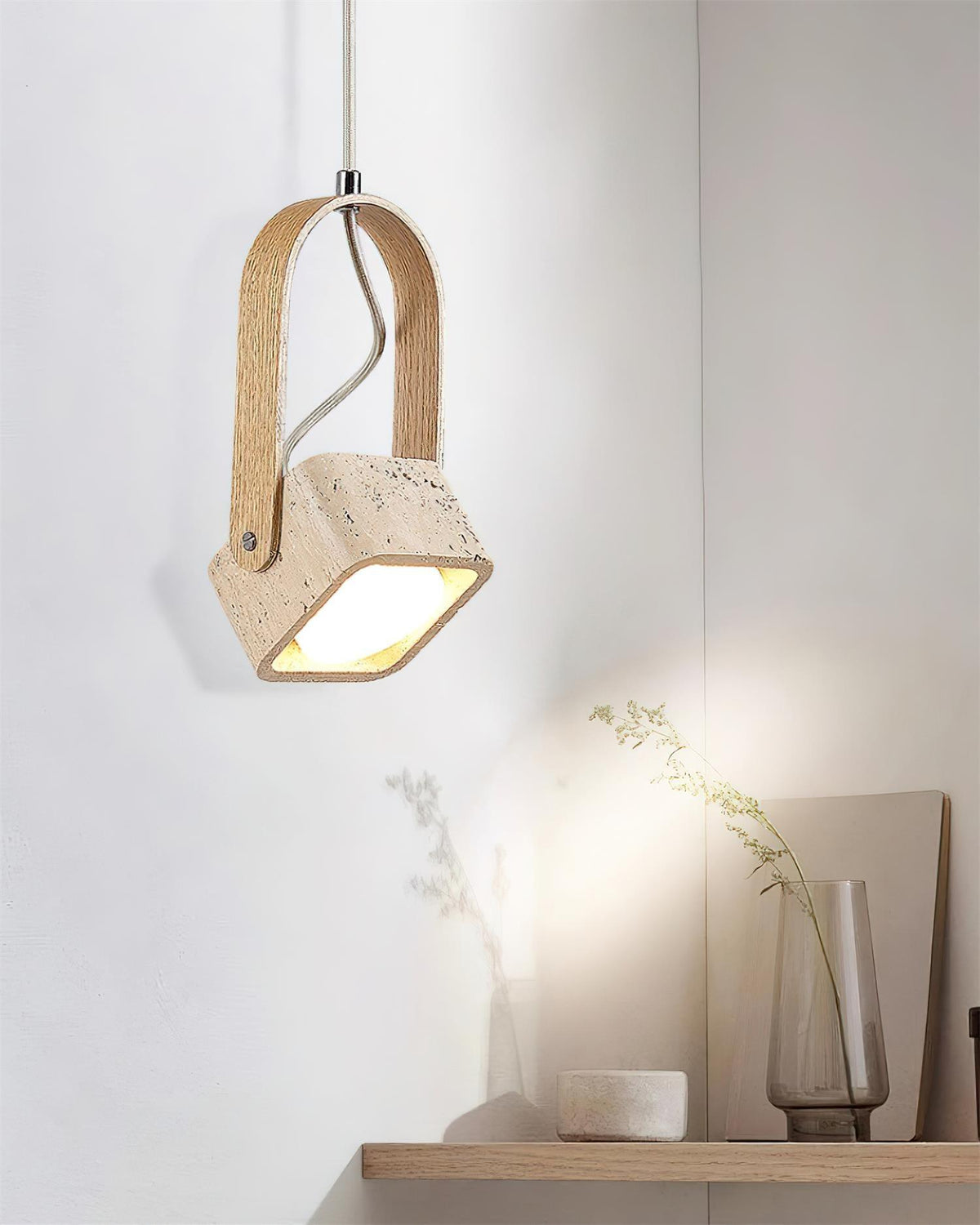 Cesta Pendant Light Square Yellow Travertine