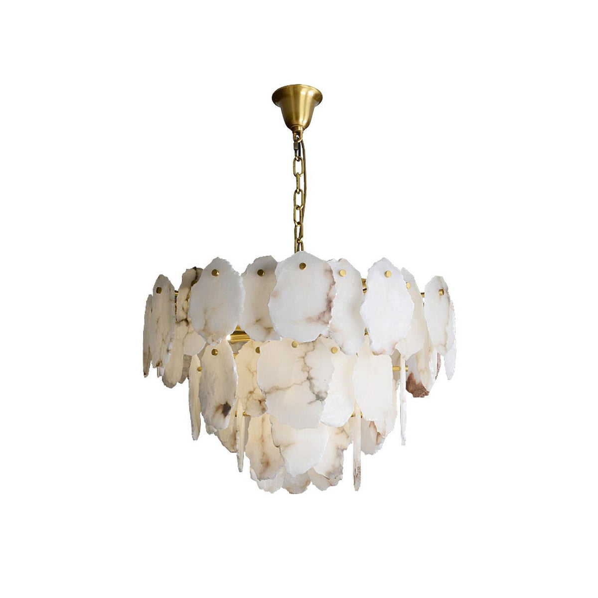 Albiselle Alabaster Chandelier Layered Stone Slices