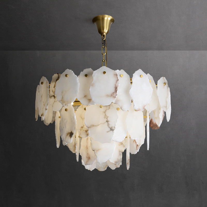 Albiselle Alabaster Chandelier Layered Stone Slices